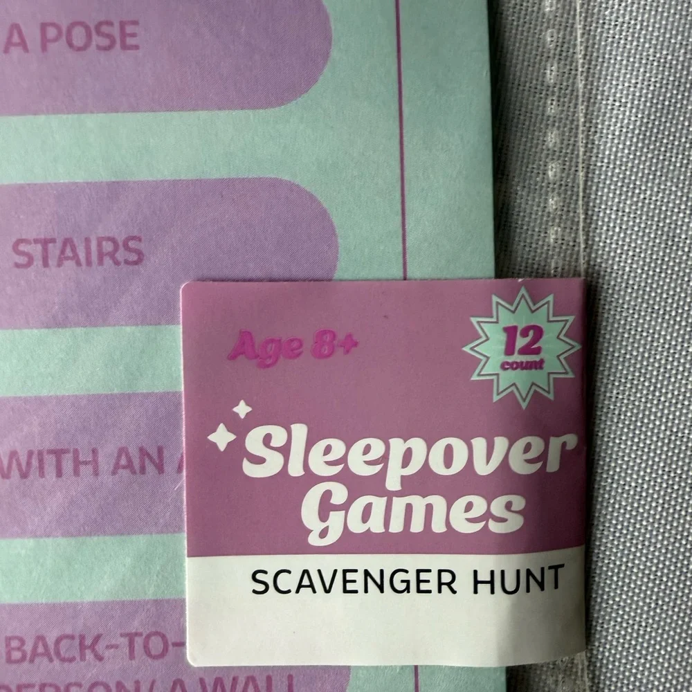 Slumber Party Kit- Banner, Games & More! Perfect For Fun Night! 7 Piece Set!NIP